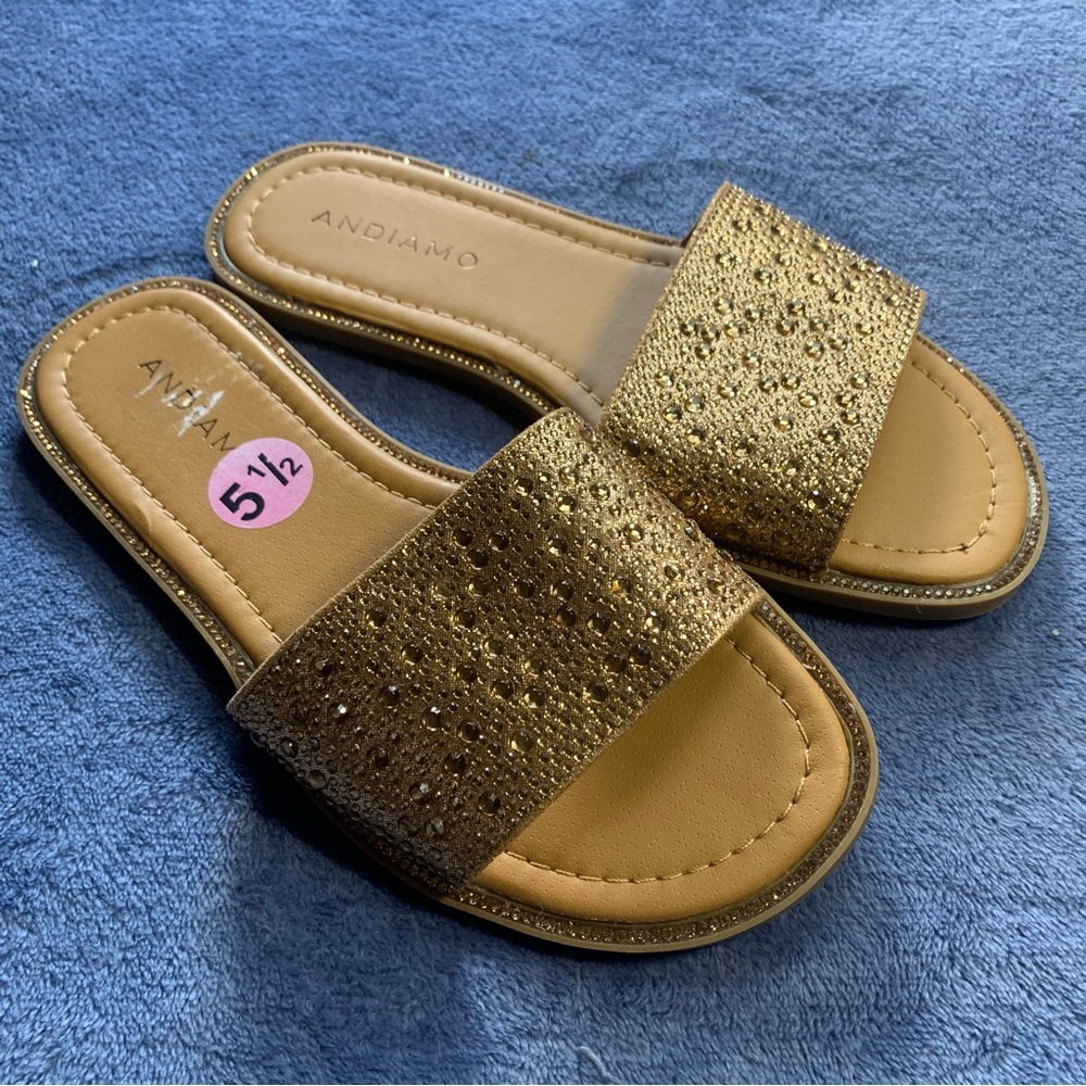 Andiamo Gold Women's Slide Sandals size 5 1/2